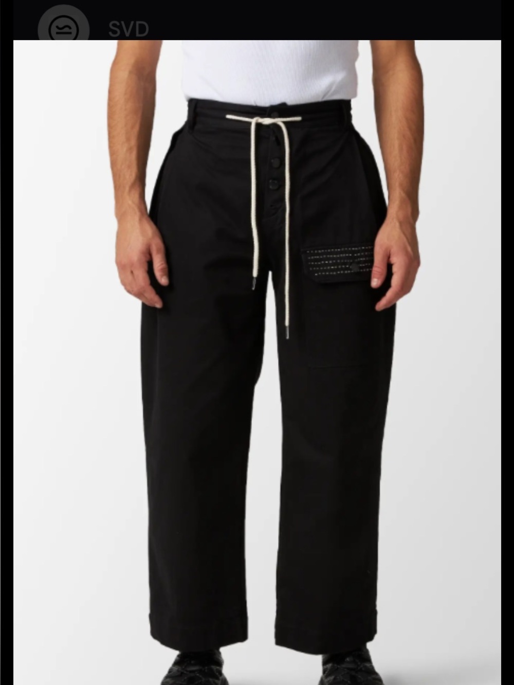 FRIED RICE Unisex 
Sashiko Wide Leg Pants - Black
